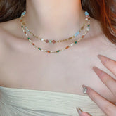 Alloy Pearl Beaded Necklace Multicolor One Size OutfitFlow