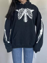 Drawstring Skeleton Long Sleeve Hoodie Black OutfitFlow