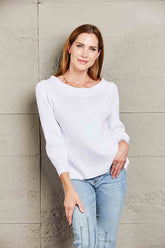 Off-Shoulder Rib-Knit Sweater White OutfitFlow
