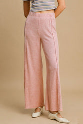 Umgee Elastic Waist Wide Leg Knit Pants Dusty Pink OutfitFlow