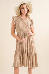 And The Why Boho Printed Tiered Maxi Dress Taupe OutfitFlow
