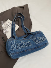 Letter Raw Edge Denim Handbag Light One Size OutfitFlow