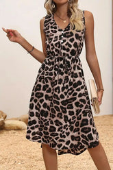 Leopard V-Neck Sleeveless Dress Leopard OutfitFlow