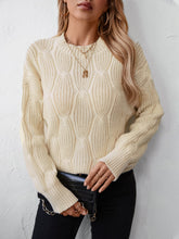 Round Neck Dropped Shoulder Sweater Pastel Yellow OutfitFlow