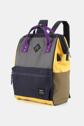 Himawari Contrast Waterproof Backpack Bag with External USB Port Charcoal Navy One Size OutfitFlow