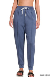 Zenana Drawstring Scuba Sweatpants with Pockets BLUE INDIGO OutfitFlow