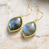 Copper Stone Teardrop Earrings Black One Size OutfitFlow