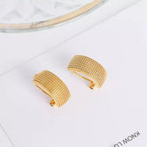 18K Gold-Plated Textured Wide Band Hoop Earrings Gold One Size OutfitFlow