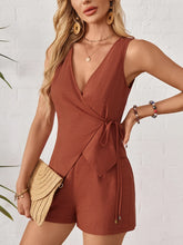 Wrap Tie Front Sleeveless Top and Shorts Set Rust OutfitFlow