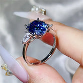 3 Carat Moissanite 925 Sterling Silver Ring Royal Blue OutfitFlow