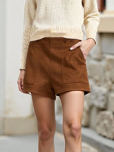 Pocketed Casual Shorts Caramel Color OutfitFlow