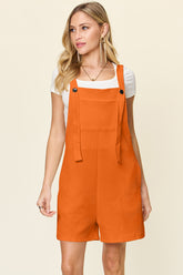 Double Take Full Size Texture Sleeveless Romper Tangerine OutfitFlow
