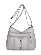 PU Leather Adjustable Strap Shoulder Bag Light Gray One Size OutfitFlow