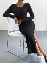 Full Size Ribbed Knit Bodycon Midi Dress Plus Size Black OutfitFlow