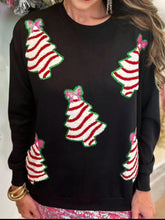 Christmas Tree Sequin Long Sleeve Sweatshirt Black OutfitFlow
