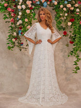 Lace V-Neck Floor length Dress White OutfitFlow