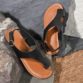 Toe Loop Flats Sandals Black OutfitFlow