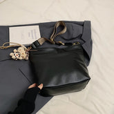 Leather Adjustable Strap Shoulder Bag Black onesize OutfitFlow