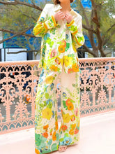 Printed Tie Back Shirt and Pants Set Yellow OutfitFlow