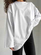 Round Neck Long Sleeve T-Shirt White OutfitFlow