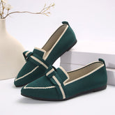 Point Toe Mesh Flat Slip-Ons Dark Green OutfitFlow