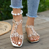 Open Toe Flats Sandals White OutfitFlow