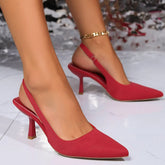 Point Toe Stiletto Pumps Red OutfitFlow