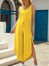 Wide Strap Wide Leg Jumpsuit Yellow OutfitFlow