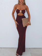 Cutout Sweetheart Neck Tube Maxi Dress Burgundy OutfitFlow