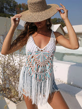 Crochet Fringe Beach Cover Up White One Size OutfitFlow
