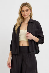 RISEN Button Down Long Sleeve Shirt Black OutfitFlow