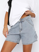 Washed High Rise Denim Shorts Light Blue OutfitFlow