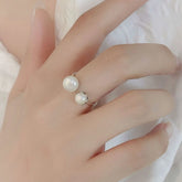 Pearl 925 Sterling Silver Open Ring Silver One Size OutfitFlow