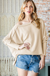 Reborn J Exposed Seam Lantern Sleeve Top CREAM OutfitFlow