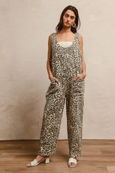 BiBi Leopard Print Adjustable Strap U Neck Jumpsuit LEOPARD OutfitFlow