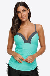 Contrast Sweetheart Neck Swim Cami Aqua OutfitFlow