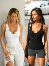 2 Piece Ribbed Wide Strap Tank Black & White OutfitFlow