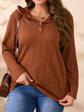 Plus Size Button Detail Long Sleeve Hoodie Terracotta OutfitFlow