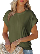 Round Neck Short Sleeve T-Shirt Military Green OutfitFlow