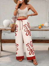Floral Drawstring Wide Leg Pants Dust Storm OutfitFlow