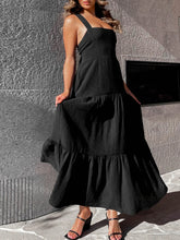 Square Neck Tiered Maxi Dress Black OutfitFlow