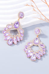 Alloy Rhinestone Dangle Earrings Pink Purple One Size OutfitFlow