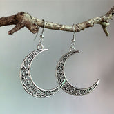 Alloy Cutout Moon Earrings Moon One Size OutfitFlow