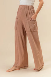 BiBi 2tone Cord Rib Waist Band Side Pocket Pants PEANUT BUTTER OutfitFlow