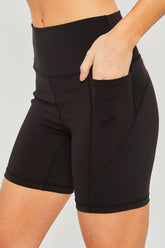 Love Tree High Waist Seam Detail Active Shorts Black OutfitFlow