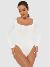 Full Size Scoop Neck Long Sleeve Bodysuit White OutfitFlow