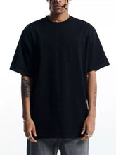 Men's Round Neck Oversized Cotton T-Shirt Black OutfitFlow