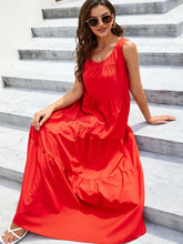 Sleeveless Tiered Maxi Tank Dress Red OutfitFlow