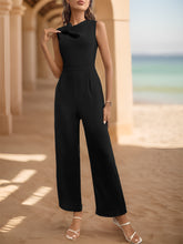 Perfee Sleeveless Jumpsuit with Pockets Black OutfitFlow