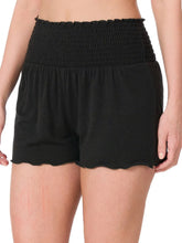 Zenana Elastic Waist Smocked Shorts BLACK OutfitFlow
